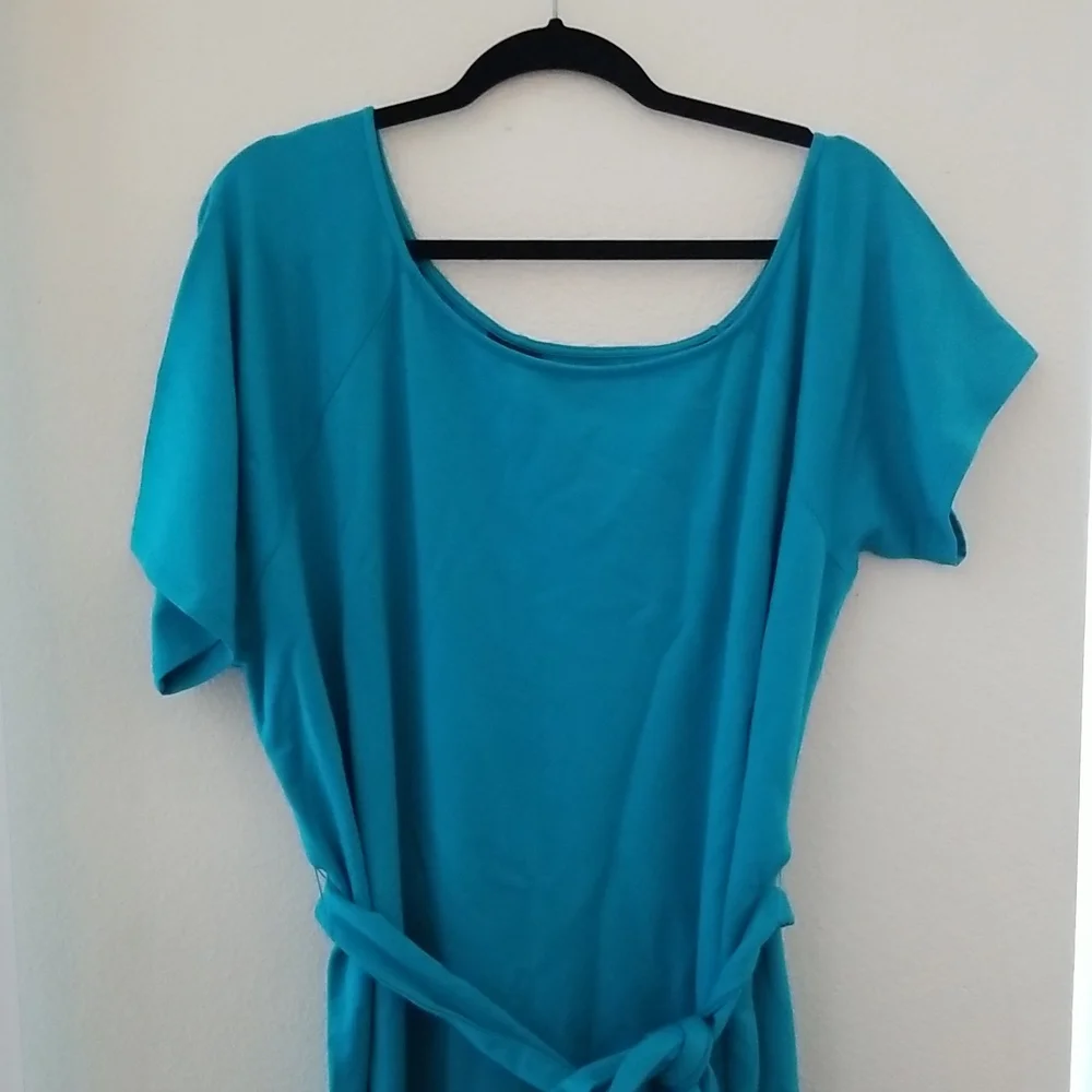 Torrid french terry teal off shoulder tshirt dress. Size 3x 22-24 - Picture 5 of 10